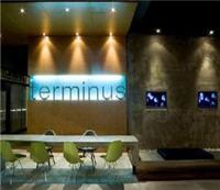 Entrance lobby to development showing Terminus logo